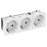 Розетка 3х2К+3 под углом 33° шторки 16А 250В (45х135 мм - 3 модуля Modul45) белая