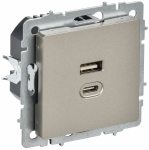 BRITE Роз. USB A+C 45Вт высокоск. зар. РЮ11-2-БрШ шамп. IEK BRITE Роз. USB A+C 45Вт высокоск. зар. РЮ11-2-БрШ шамп. IEK