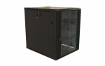 Hyperline TWB-1568-GP-RAL9004 Шкаф настенный 19-дюймовый (19"), 15U, 775x600х800мм, стеклянная дверь с перфорацией по бокам, ручка с замком, цвет чер