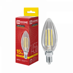 Лампа светодиодная LED-СВЕЧА-deco 15Вт 230В Е14 3000К 1455Лм прозрачная IN HOME