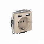 Розетка 1гн с З/К+2хUSB А с/у песочный AtlasDesign Systeme Electric (1/10)