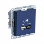 Розетка 2гн USB+USB A+C с/у аквамарин механизм высокоскор.заряд. QC PD AtlasDesign Systeme Electric