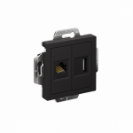 Розетка 2гн HDMI+RJ45 с/у карбон механизм кат.5е AtlasDesign Systeme Electric (1)