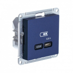 Розетка 1гн USB C с/у аквамарин механизм высокоскор.заряд. QC PD AtlasDesign Systeme Electric