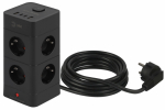 Сетевой фильтр ЭРА TWR-8es-1,5m-4USB-B башня с защитой заземлением с выключателем 8 розеток+4xUSBA+C 1,5м 16А черный Сетевой фильтр ЭРА TWR-8es-1,5m-4USB-B башня с защитой заземлением с выключателем 8 розеток+4xUSBA+C 1,5м 16А черный