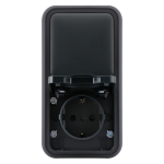 Блок: розетка и выключатель, одноклавишный, проходной ОП, винтовые клеммы антрацит, Бронто EKF