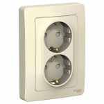 Розетка 2гн с З/К шторки с/у молочный 16А Blanca Systeme Electric