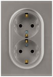 Розетка ЭРА Arktik 16-2105-07 двойная с заземлением 2X2P+E Schuko со шторками 16А-250В титан