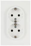Розетка ЭРА Arktik 16-2105-08 двойная с заземлением 2X2P+E Schuko со шторками 16А-250В белый матовый