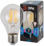 Лампа светодиод 7Вт груша А60 Е27 4000К 730Лм филамент прозр F-LED A60-7W-840-E27 ЭРА