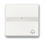 Клавиша одинарная нажимная (кнопка) символ «звонок» пластик белый матовая с полем д/мар-ки ABB Накладки Future/Axcent/Carat/ДИНАСТИЯ