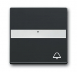 Клавиша одинарная нажимная (кнопка) символ «звонок» пластик черный матовая с полем д/мар-ки ABB Накладки Future/Axcent/Carat/ДИНАСТИЯ