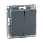 Механизм выключателя, двухклавишный, проходной, графит Эпика EKF