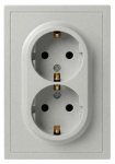 Розетка ЭРА Galaxy 15-2104-03 с заземлением двойная 2X2P+E Schuko 16А-250В IP20 алюминий