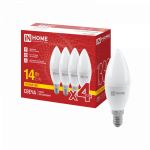Лампа светодиодная LED-СВЕЧА-VC 4PACK 14Вт 230В Е14 3000К 1330Лм (4шт./упак) IN HOME