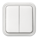 Выключатель, двухклавишный, проходной, ОП, автоматические клеммы белый, Бронто EKF