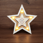 Светодиодная новогодняя фигура деревянная «Звезда двойная» 30х4х30 см NEON-NIGHT  (1/1)
