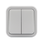 Выключатель, двухклавишный, проходной, ОП, автоматические клеммы серый, Бронто EKF