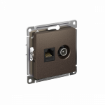 Розетка 2гн комп+ТВ RJ45+TV с/у мокко механизм кат.5е AtlasDesign Systeme Electric (1/10)