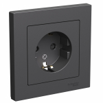 Розетка 1гн с З/К шторки с/у базальт в сборе 16А AtlasDesign Systeme Electric  (1/20)