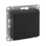 Розетка 1гн IP44, с З/К со шторками, c крышкой, чёрный Эпика EKF