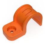 Крепеж-скоба пластиковая односторонняя для прямого монтажа  атмосферостойкая оранжевая в п/э d25 мм (50шт/450шт уп/кор) Промрукав