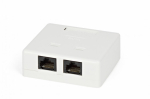 Hyperline SB1-2-8P8C-C6-SH-WH Розетка компьютерная RJ-45(8P8C), категория 6, экранированная, двойная, внешняя, Dual IDC