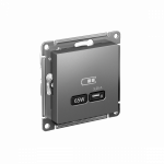 Розетка 1гн USB C с/у сталь механизм высокоскор.заряд. QC PD AtlasDesign Systeme Electric