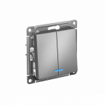 Выключатель 2кл с подсв с/у сталь механизм AtlasDesign Systeme Electric Выключатель 2кл с подсв с/у сталь механизм AtlasDesign Systeme Electric