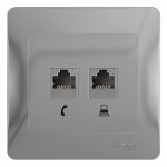 Розетка 2гн комп+ТФ RJ45+RJ11 с/у алюминий механизм кат.5е Glossa Systeme Electric (1/10)
