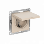 Розетка 1гн с 3/К с крыш. шторки с/у песочный IP20 AtlasDesign Systeme Electric  (1/15)
