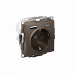 Розетка 1гн c З/К+2хUSB typeА+ typeС с/у мокко механизм AtlasDesign Systeme Electric(1)