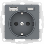 Розетка 1гн c З/К+2хUSB typeА+ typeС с/у грифель механизм 16А AtlasDesign Systeme Electric(1)