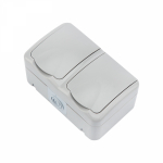 Розетка 2гн с З/К с крыш. шторки о/у серый горизонтальная 16А IP54 Mini OG KRANZ