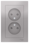 Розетка 2гн без З/К шторки с/у алюминий в сборе 16А AtlasDesign Systeme Electric