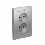 Розетка 2гн без З/К шторки с/у алюминий в сборе 16А AtlasDesign Systeme Electric