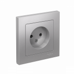 Розетка 1гн без З/К с/у алюминий в сборе 16А AtlasDesign Systeme Electric