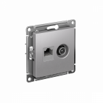 Розетка 2гн комп+ТВ RJ45+TV с/у алюминий механизм кат.5е AtlasDesign Systeme Electric (1/10)