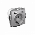 Розетка 1гн c З/К+2хUSB typeА+ typeС с/у алюминий механизм 16А AtlasDesign Systeme Electric (1)