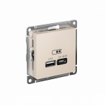 Розетка 2гн USB+USB A+C с/у бежевый механизм высокоскор.заряд. QC PD AtlasDesign Systeme Electric