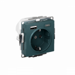 Розетка 1гн c З/К+2хUSB typeА+ typeС с/у изумруд механизм 16А AtlasDesign Systeme Electric(1)