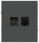 Розетка ЭРА Arktik 16-3110-06 комбинированная RJ45+TV графит