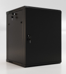 Hyperline TWB-0666-SR-RAL9004 Шкаф настенный 19-дюймовый (19"), 6U, 367x600х600мм, металлическая передняя дверь с замком, две боковые панели, цвет чер
