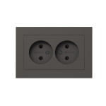 Механизм розетки двойной, 16А, без заземления, со шторками, с рамкой, мокко Эпика EKF
