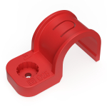 Крепеж-скоба пластиковая односторонняя для прямого монтажа  атмосферостойкая красная в п/э d25 мм (50шт/450шт уп/кор) Промрукав