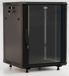 Hyperline TWB-FC-1266-GP-RAL9004 Шкаф настенный 19-дюймовый (19"), 12U, 662x600х600мм, стеклянная дверь с перфорацией по бокам, ручка с замком, с возм