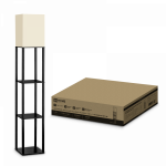 Светильник напольный под лампу этажерка торшер ТНО 06КВ-Е27-NB бежевый абажур, черный корпус IN HOME (1)