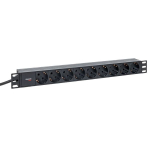 Блок розеток PDU TERACOM PRO 19" 1U 16А/250В 9 розеток Schuko шнур питания длиной 2 метра сечение 3x1,5 мм2 вилка Schuko корпус пластик черный