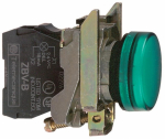 Лампа индикаторная в сборе 1 источник света зеленая круглая линза, плоская 220-230В AC d22.5мм СВЕТОДИОД. (LED) IP66 SE (1/5)