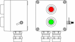 Ex пост управления из GRP; 1Ex d e IIC T6 Gb X / Ex tb IIIB T80°C Db X /IP664 Кнопка Зеленая, 1NC/1NO -1 шт.; Кнопка красная,1NC/1NO - 1 шт.; С:ввод D